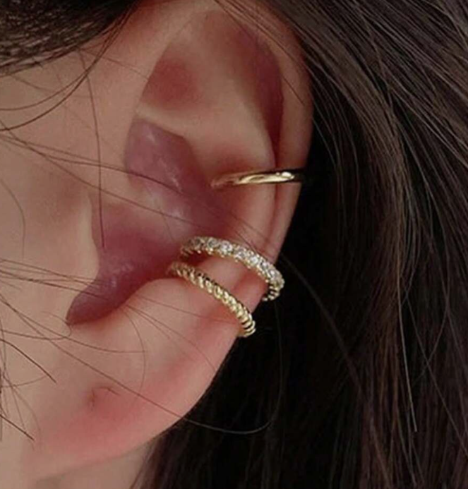 3pcs/set Fashionable Minimalist Rhinestone Clip Earring (10 Sets)