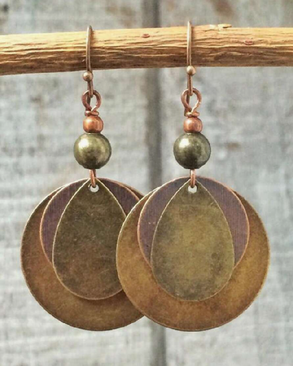 Bohemian Retro Vintage Distressed Bronze Hoop Earring (10 Sets)