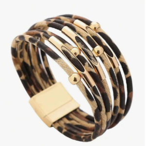 Fashion Leopard PU Leather Cuff Bracelet & Bangle (10 Sets)
