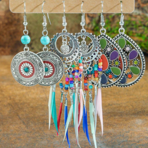 TopHanqi 12 Pairs/Set Bohemian Style Dangle Earring (10 Sets)