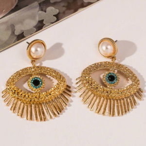 Fashionable Faux Pearl & Rhinestone Decor Eye Shaped Earring (10 Sets)