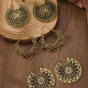 3 Pairs/Set Fashionable Vintage Hollow Out Design Earring (10 Sets)