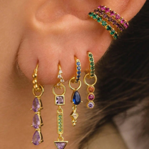 7pcs/set Fashionable Multicolor Zirconia Earring Set (10 Sets)