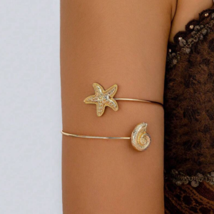 Gold Starfish & Shell Arm Cuff Bracelet (10 Sets)