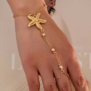 Fashionable Minimalist Starfish Pearl Beaded Midi Ring Bracelet (10 Sets)