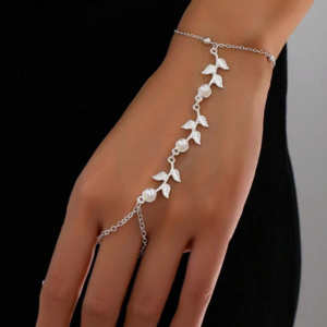 Minimalist Pearl Inlaid Leaf Chain Bracelet (10 Sets)