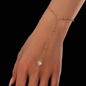 Minimalist Bean Chain Bracelet with Sparkling Gems (10 Sets)