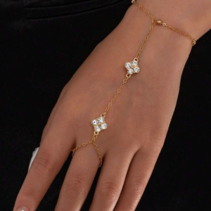 Fashionable Simple Rhinestone Four-Leaf Clover Beaded Bracelet (10 Sets)