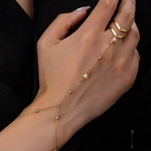 Fashion Minimalist Bean Link Connected Ring Chain Bracelet (10 Sets)