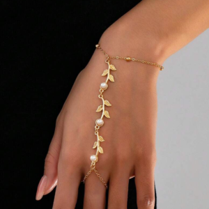 Fashionable Leaf & Pearl Decor Bracelet (10 Sets)