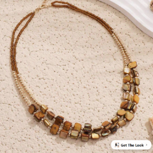 BOCAR Bohemian Natural Stone & Shell Double Layered Necklace (10 Sets)