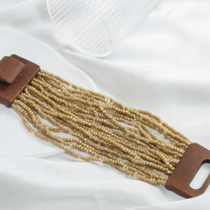 Geometric Wide Wooden Block Buckle Elastic Bracelet (10 Sets)