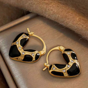 Retro French Versatile Luxurious Niche Heart-Shaped Hoop Earring (10 Sets)