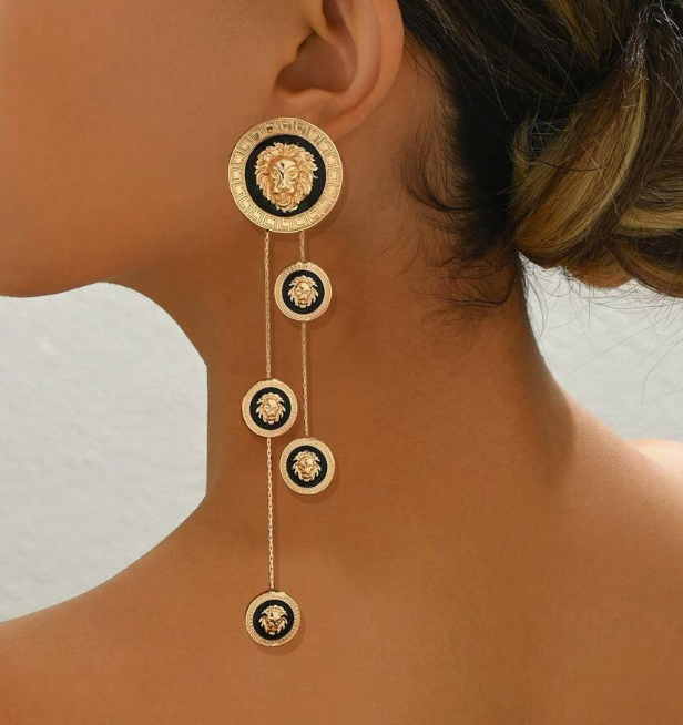 Creative Lion Heart Tassel Drop Earring (10 Sets)