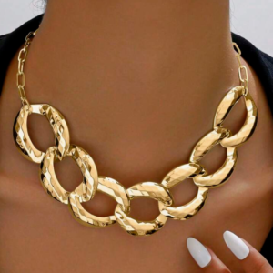 Fashionable Funk Style Glossy Geometric Asymmetrical Oval Chain Necklace (10 Sets)
