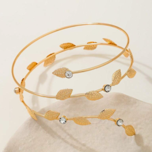 Metal White Diamond Leaf Arm Band (10 Sets)