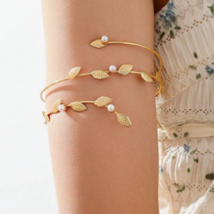 Leaf Wrap Faux Pearl Embellishment Arm Band (10 Sets)