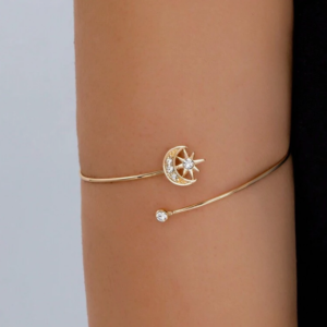 Gold Zirconia Moon & Star Arm Cuff (10 Sets)