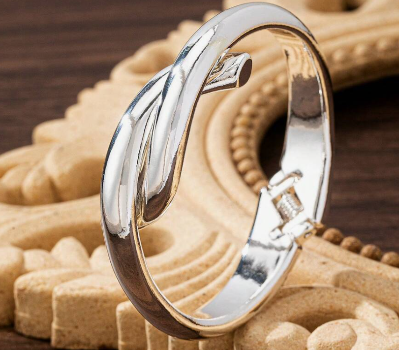 sj25012381692926797 silver Asymmetrical Geometric Open Bangle Bracelet (10 Sets) - Image 2