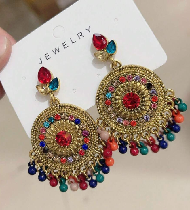 Vintage Style Round Crystal Rhinestone Teardrop Earring (10 Sets) - Image 3