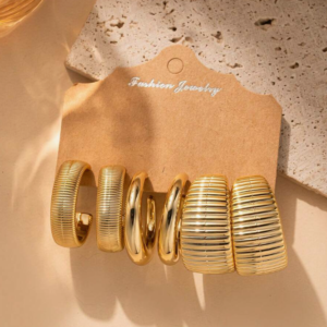 6pcs Texture Teardrop Golden Style Earring (10 Sets)