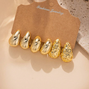 6pcs Water Drop Golden Fashion Earring (10 Sets)