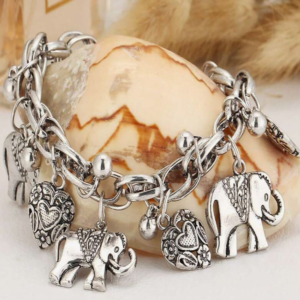 Alloy Carved Elephant Heart Ladies Chain Bracelet (10 Sets)
