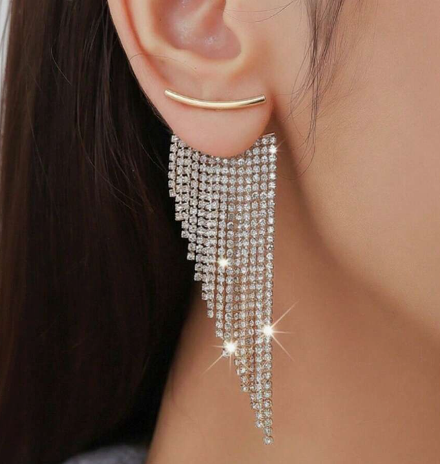 Luxury Crystal Tassel Pendant Earring (10 Sets)