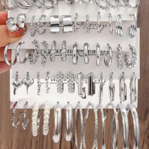 60pcs Silver Women's Earring Set (10 Sets)