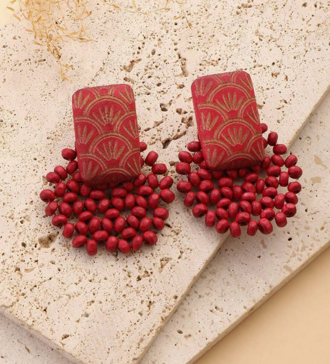 Handmade Minimalist Wooded Bead Stud Earring (10 Sets) - Image 7