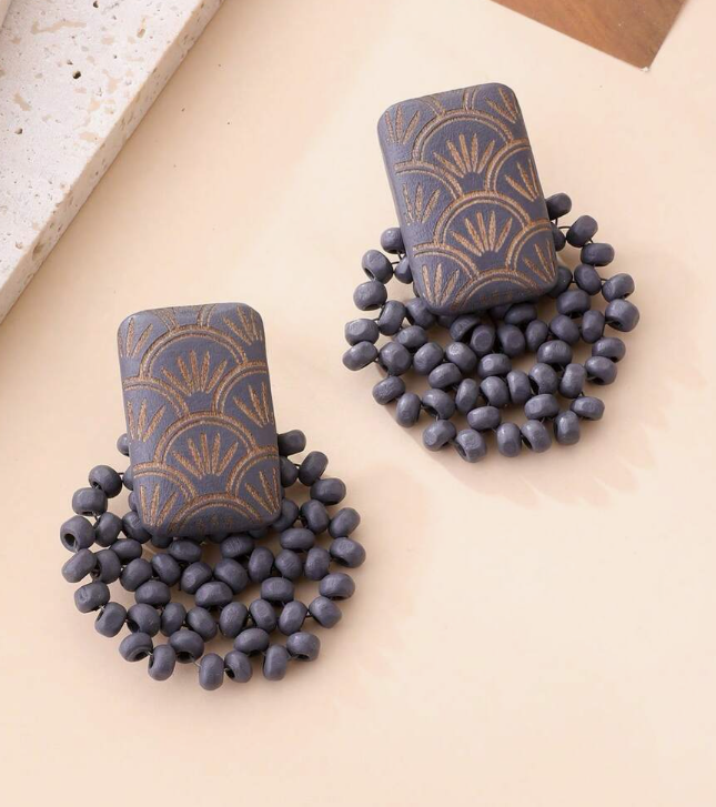 Handmade Minimalist Wooded Bead Stud Earring (10 Sets) - Image 6