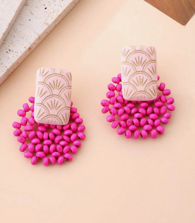 Handmade Minimalist Wooded Bead Stud Earring (10 Sets) - Image 2