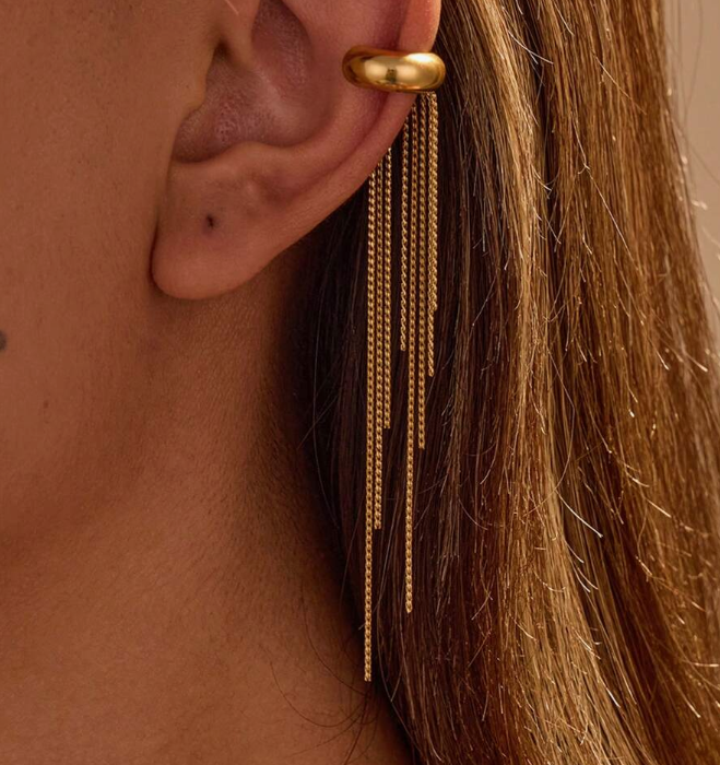 Fashionable High-End Elegant Long Tassel Stainless Steel Earring (10 Sets)