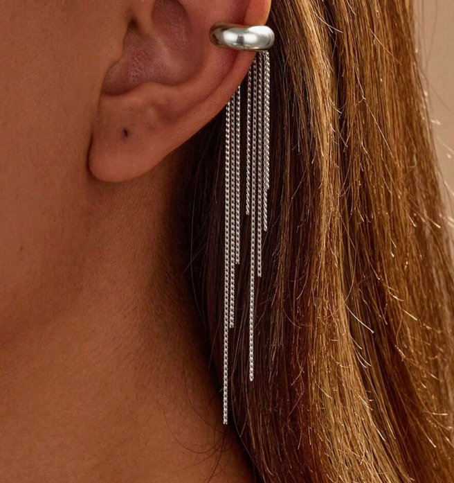 Fashionable High-End Elegant Long Tassel Stainless Steel Earring (10 Sets) - Image 2