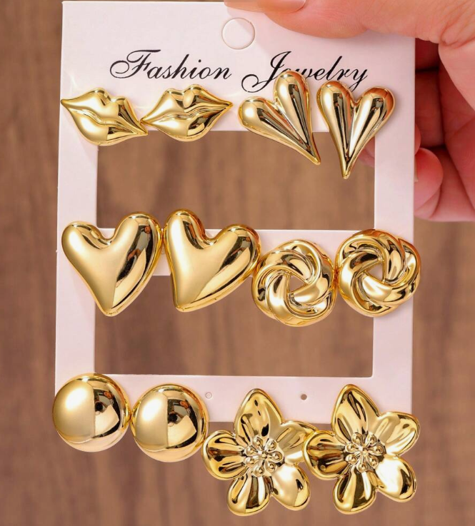 12pcs Fashionable Lip & Heart Earring Set (10 Sets)