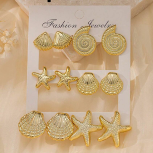 12pcs/set Fashion Starfish and Shell Earring Set (10 Sets)