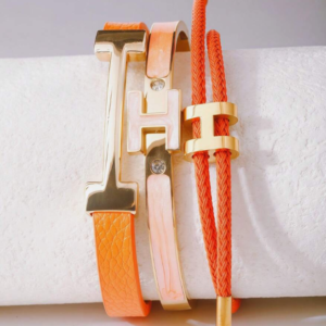 3pcs Fashionable Chic Golden Letter Leather Bracelets (10 Sets)