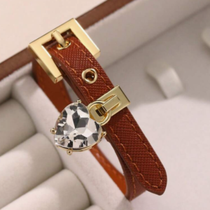 Faux Diamond Bracelet, Leather Cuff with Rhinestone (10 Sets)