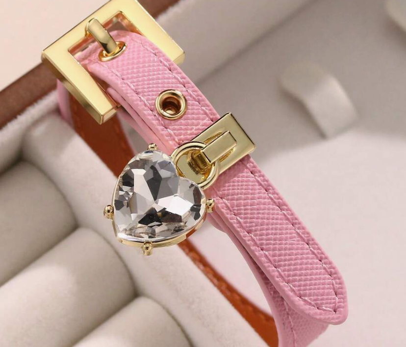 sj25072582278824222 oink Faux Diamond Bracelet, Leather Cuff with Rhinestone (10 Sets) - Image 7