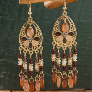 Bohemian Style Vintage Teardrop Seed Bead Tassel Earring (10 Sets)