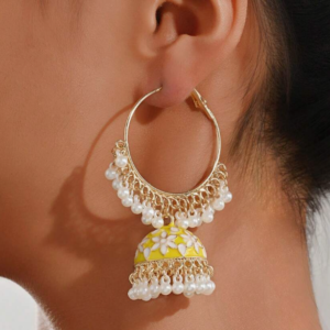 Classic Retro Colorful Oil Drip Floral Faux Pearl Earring (10 Sets)