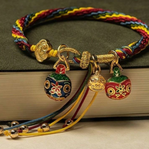 Handmade Colorful Woven Rope Bracelet with Chinese Mythical Beast Pendant (10 Sets)