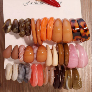 6-18 Pairs Acrylic Resin Acetate C-Shaped Earring (10 Sets)