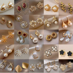 10 Pairs Luxury Faux Pearl Geometric Dangle Earring Set (10 Sests)