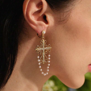 Women Dangle Cross Earring (10 Sets)