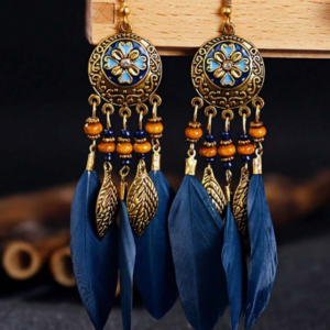 Vintage Bohemian Four-Leaf Clover Round Tassel Earring (10 Sets)