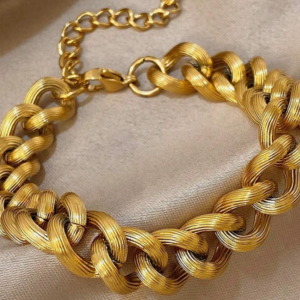 18K Gold Plated Stainless Steel Vintage Twisted Cable Chunky Chain Bracelet (10 Sets)