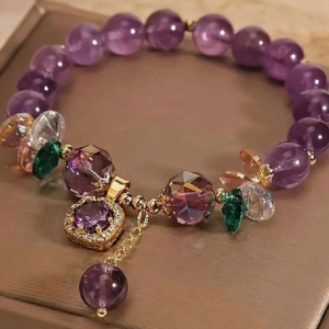 Vintage Elegant Purple Crystal Beaded Bracelet (10 Sets)