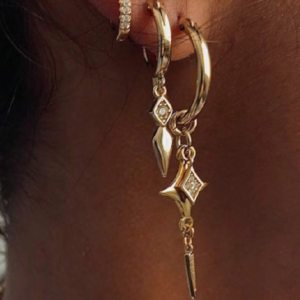 3pcs New Geometric Starburst Studded Zirconia Inlaid Elegant Earring (10 Sets)