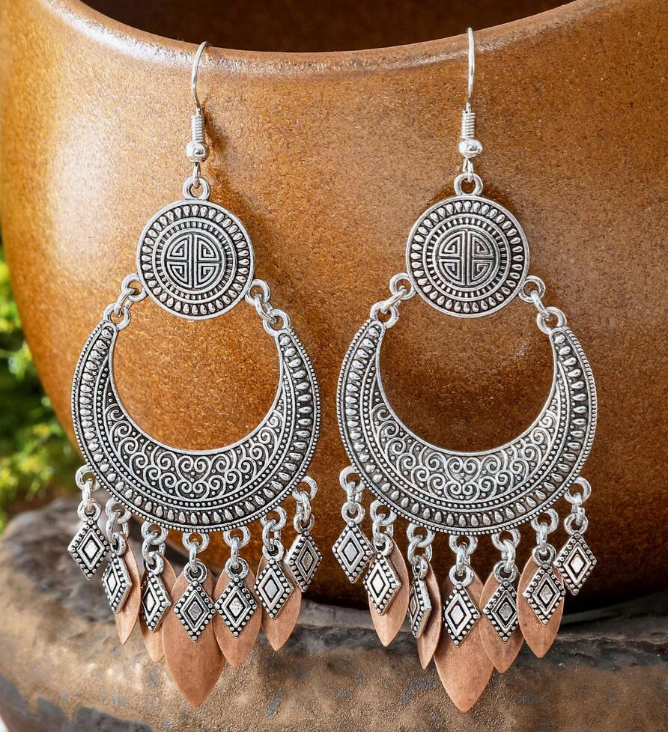 TopHanqi 1 Pair Vintage Faux Silver Tassel Earring (10 Sets)